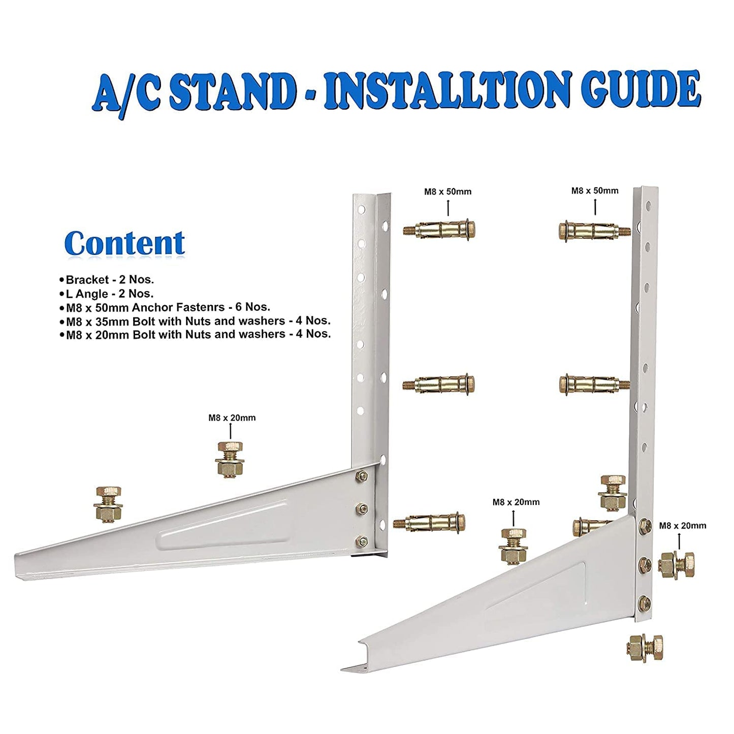 Sirotia (24 INCH) Heavy Duty AC Outdoor Unit Stand – Universal Wall Mount Bracket for Split AC (Steel, Rust-Proof, 1.5 Ton Capacity)