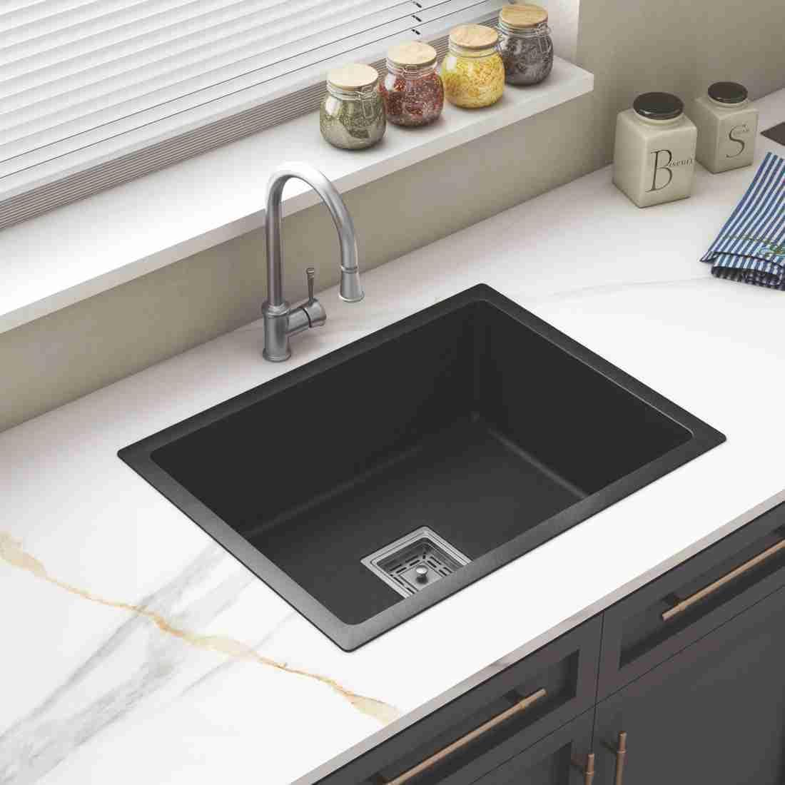 SIROTIA 21" X 18" X 10" BLACK Single Bowl Kitchen Sink Matte Finish With 304 Grade Stainless Steel