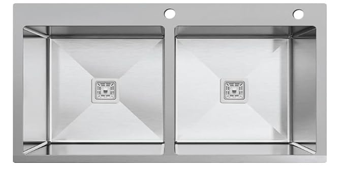 SIROTIA 45" X 20" X 10" Handmade Double Bowl With Tap Hole Kitchen Sink With Matte Finish. 304 Grade SS
