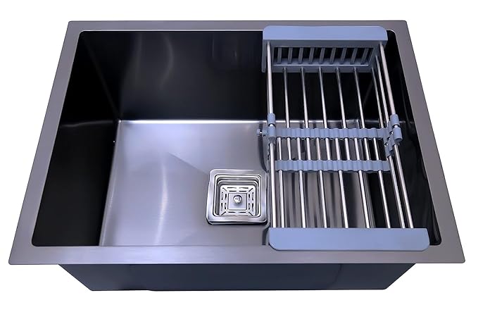 SIROTIA 21" X 18" X 10" BLACK Single Bowl Kitchen Sink Matte Finish With 304 Grade Stainless Steel