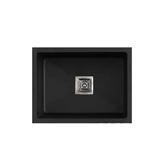 SIROTIA 21" X 18" X 8" BLACK Granite/Quartz Single Bowl Kitchen Sink Matte Finish With 304 Grade Stainless Steel
