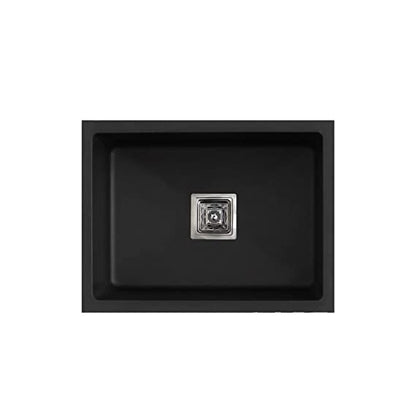 SIROTIA 21" X 18" X 8" BLACK Granite/Quartz Single Bowl Kitchen Sink Matte Finish With 304 Grade Stainless Steel