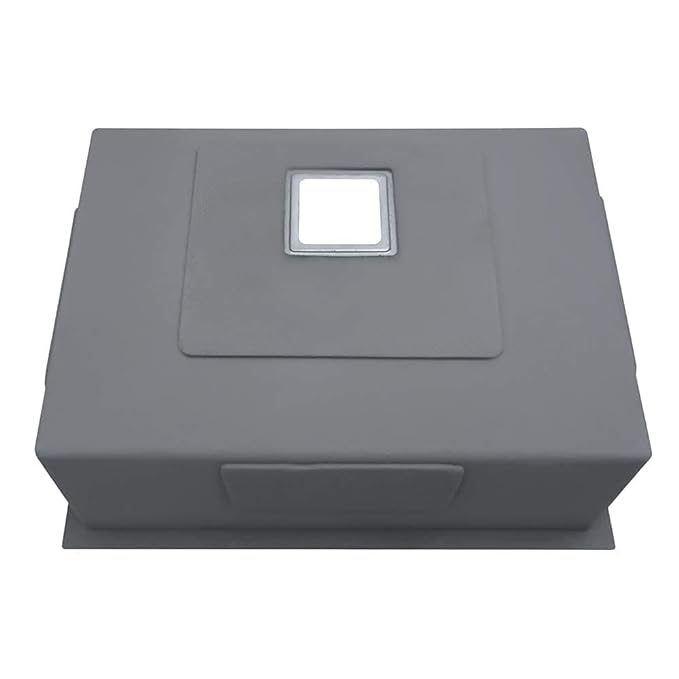 SIROTIA 18" X 16" X 8" Black Granite/Quartz Single Bowl Kitchen Sink Matte Finish With 304 Grade Stainless Steel