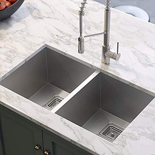 SIROTIA 45" X 20" X 10" Handmade Double Bowl Kitchen Sink With Matte Finish. 304 Grade SS