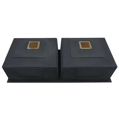 SIROTIA 45" X 20" X 10" GOLD Handmade Double Bowl Hole Kitchen With Sink Matte Finish. 304 Grade SS