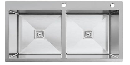 SIROTIA 45" X 20" X 10" Handmade Double Bowl With Tap Hole Kitchen Sink With Matte Finish. 304 Grade SS