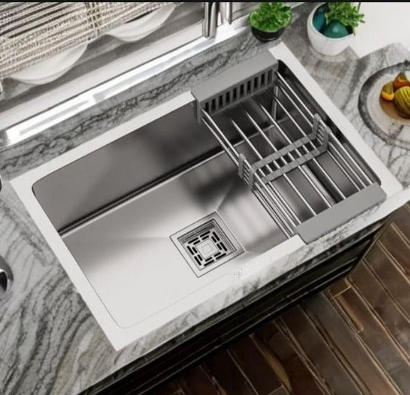 SIROTIA 22" X 18" X 10" Single Bowl Kitchen Sink Matte Finish With 304 Grade Stainless Steel