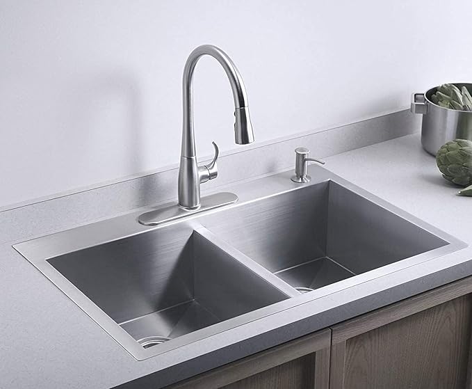 SIROTIA 45" X 20" X 10" Handmade Double Bowl With Tap Hole Kitchen Sink With Matte Finish. 304 Grade SS