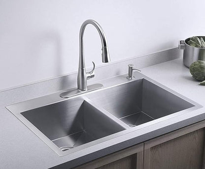SIROTIA 45" X 20" X 10" Handmade Double Bowl With Tap Hole Kitchen Sink With Matte Finish. 304 Grade SS