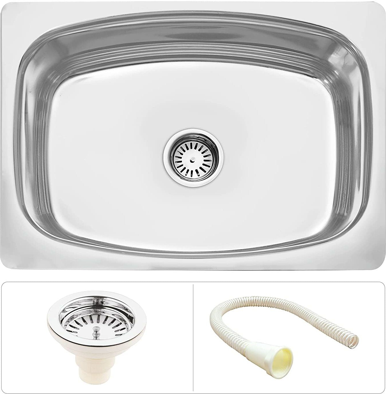 SIROTIA 18" X 16" X 8" Single Bowl Kitchen Sink With Chrome Finish. 304 Grade SS