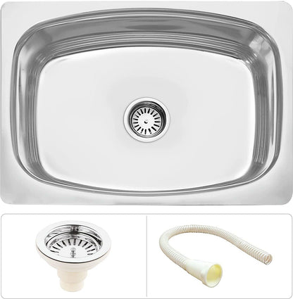 SIROTIA 18" X 16" X 8" Single Bowl Kitchen Sink With Chrome Finish. 304 Grade SS
